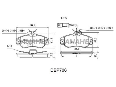DBP706 DANAHER Комплект тормозных колодок, дисковый тормоз