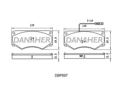 DBP697 DANAHER Комплект тормозных колодок, дисковый тормоз
