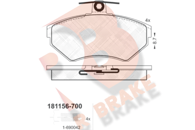 RB1156700 R BRAKE Комплект тормозных колодок, дисковый тормоз