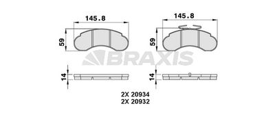 AA0279 BRAXIS Комплект тормозных колодок, дисковый тормоз