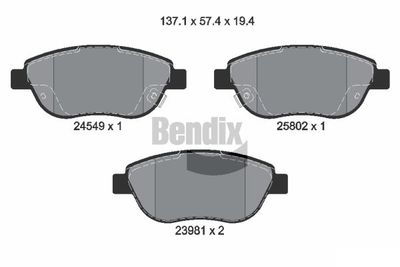 BPD1197 BENDIX Braking Комплект тормозных колодок, дисковый тормоз