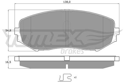 TX1492 TOMEX Brakes Комплект тормозных колодок, дисковый тормоз