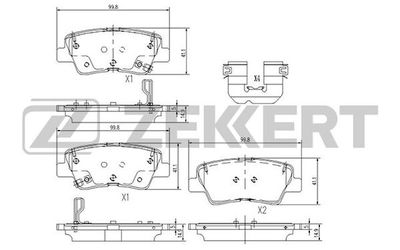 BS1188 ZEKKERT Комплект тормозных колодок, дисковый тормоз