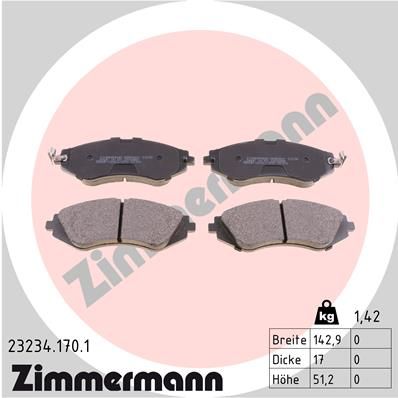 232341701 ZIMMERMANN Комплект тормозных колодок, дисковый тормоз