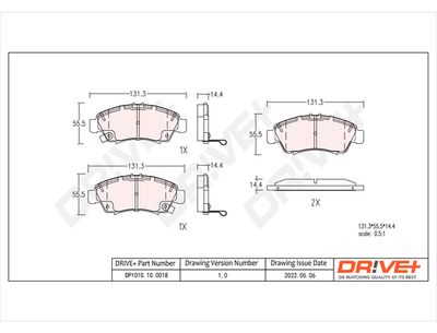DP1010100018 Dr!ve+ Комплект тормозных колодок, дисковый тормоз