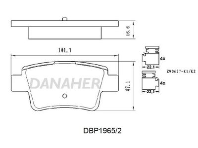 DBP19652 DANAHER Комплект тормозных колодок, дисковый тормоз