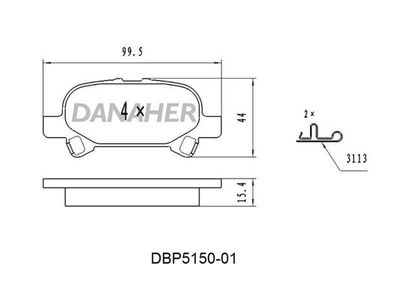 DBP515001 DANAHER Комплект тормозных колодок, дисковый тормоз