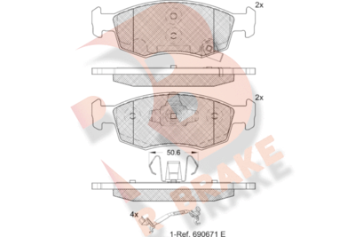 RB2422 R BRAKE Комплект тормозных колодок, дисковый тормоз