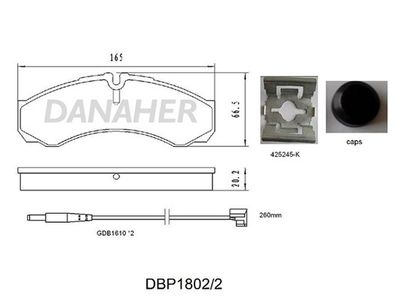 DBP18022 DANAHER Комплект тормозных колодок, дисковый тормоз