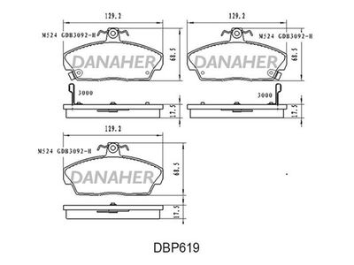 DBP619 DANAHER Комплект тормозных колодок, дисковый тормоз