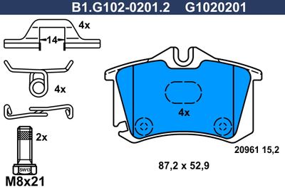B1G10202012 GALFER Комплект тормозных колодок, дисковый тормоз