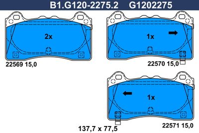 B1G12022752 GALFER Комплект тормозных колодок, дисковый тормоз