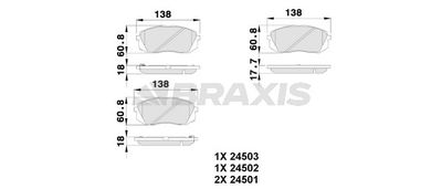 AB0223 BRAXIS Комплект тормозных колодок, дисковый тормоз