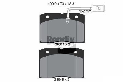 BPD2283 BENDIX Braking Комплект тормозных колодок, дисковый тормоз