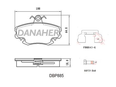 DBP885 DANAHER Комплект тормозных колодок, дисковый тормоз
