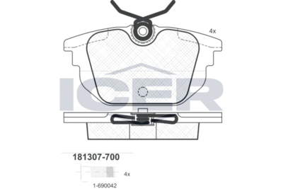181307700 ICER Комплект тормозных колодок, дисковый тормоз