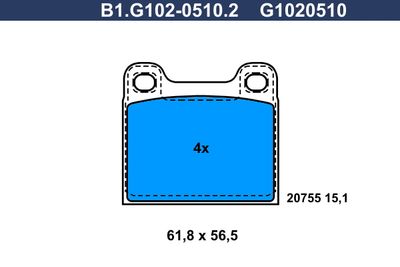 B1G10205102 GALFER Комплект тормозных колодок, дисковый тормоз