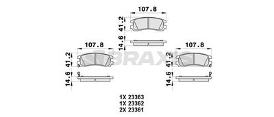 AB0460 BRAXIS Комплект тормозных колодок, дисковый тормоз