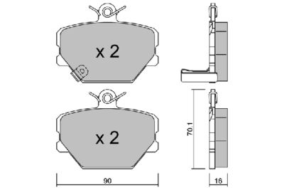 BPMB1001 AISIN Комплект тормозных колодок, дисковый тормоз