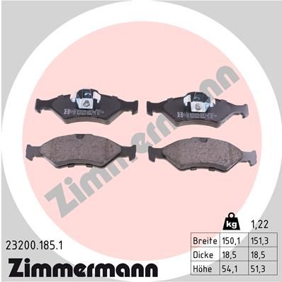 232001851 ZIMMERMANN Комплект тормозных колодок, дисковый тормоз