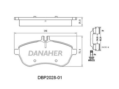DBP202801 DANAHER Комплект тормозных колодок, дисковый тормоз
