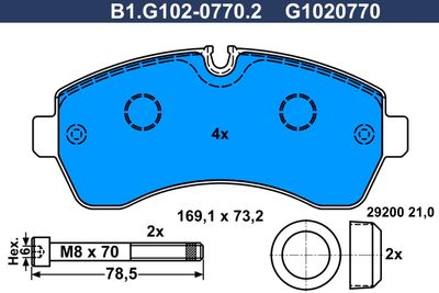 B1G10207702 GALFER Комплект тормозных колодок, дисковый тормоз