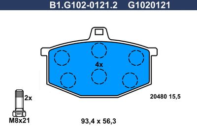 B1G10201212 GALFER Комплект тормозных колодок, дисковый тормоз