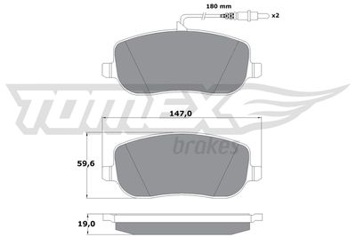 TX1334 TOMEX Brakes Комплект тормозных колодок, дисковый тормоз