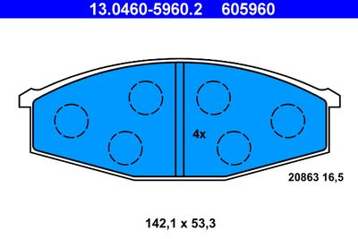 13046059602 ATE Комплект тормозных колодок, дисковый тормоз