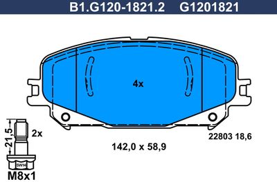 B1G12018212 GALFER Комплект тормозных колодок, дисковый тормоз