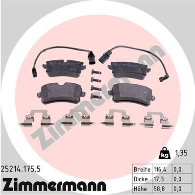 252141755 ZIMMERMANN Комплект тормозных колодок, дисковый тормоз