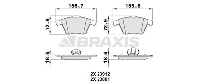 AA0136 BRAXIS Комплект тормозных колодок, дисковый тормоз