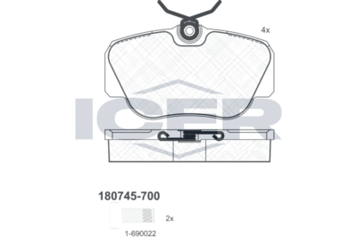 180745700 ICER Комплект тормозных колодок, дисковый тормоз
