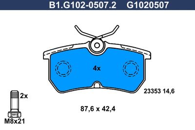 B1G10205072 GALFER Комплект тормозных колодок, дисковый тормоз