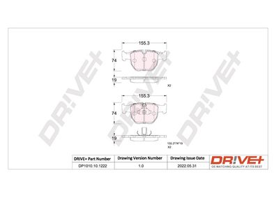DP1010101222 Dr!ve+ Комплект тормозных колодок, дисковый тормоз