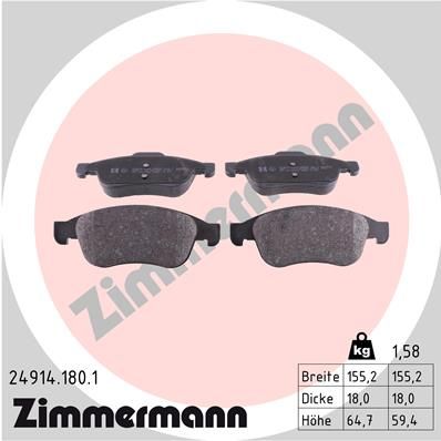 249141801 ZIMMERMANN Комплект тормозных колодок, дисковый тормоз