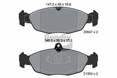 BPD1052 BENDIX Braking Комплект тормозных колодок, дисковый тормоз