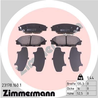 231781601 ZIMMERMANN Комплект тормозных колодок, дисковый тормоз
