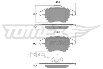 TX1311 TOMEX Brakes Комплект тормозных колодок, дисковый тормоз