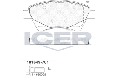 181649701 ICER Комплект тормозных колодок, дисковый тормоз