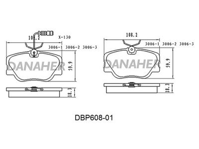 DBP60801 DANAHER Комплект тормозных колодок, дисковый тормоз