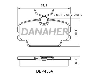 DBP455A DANAHER Комплект тормозных колодок, дисковый тормоз