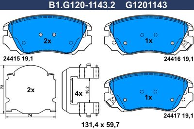 B1G12011432 GALFER Комплект тормозных колодок, дисковый тормоз
