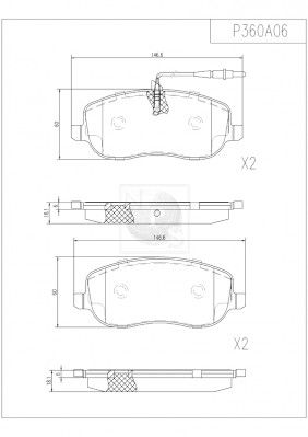 P360A06 NPS Комплект тормозных колодок, дисковый тормоз