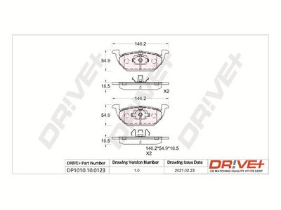 DP1010100123 Dr!ve+ Комплект тормозных колодок, дисковый тормоз