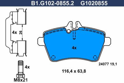 B1G10208552 GALFER Комплект тормозных колодок, дисковый тормоз