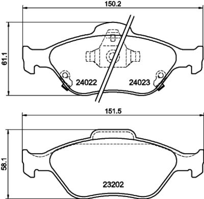 8DB355030221 HELLA Комплект тормозных колодок, дисковый тормоз