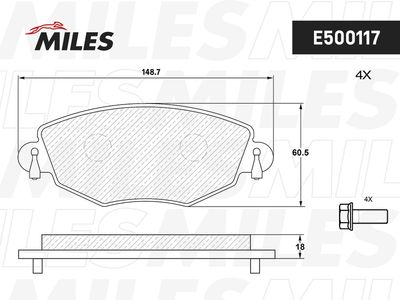 E500117 MILES Комплект тормозных колодок, дисковый тормоз