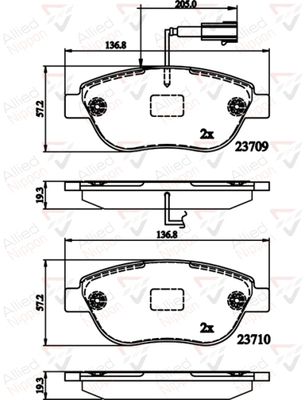 ADB12140 COMLINE Комплект тормозных колодок, дисковый тормоз