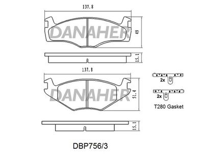 DBP7563 DANAHER Комплект тормозных колодок, дисковый тормоз